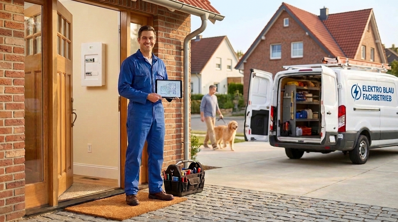 Elektroinstallateur bei der Arbeit am Schaltschrank